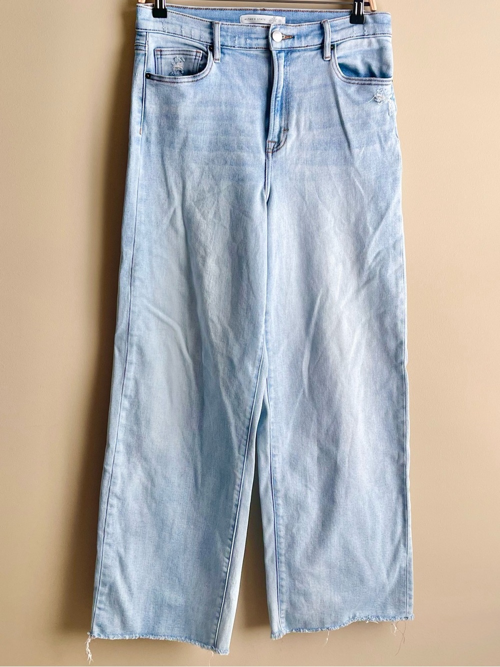 Altar'd State Light Blue Wide Leg Distressed Jeans